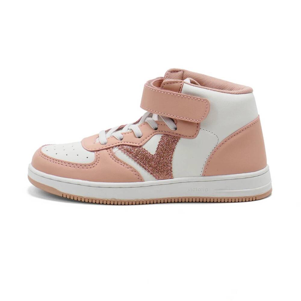 NEW VICTORIA girl's tiempo high-top sneaker in nude